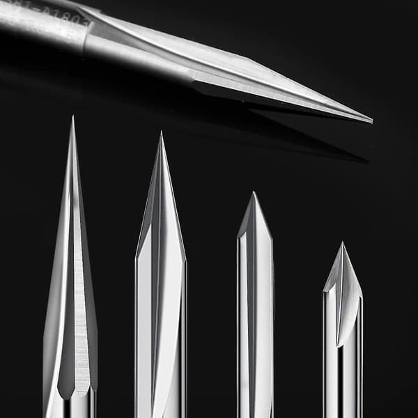 CNC-fræserbitsæt 1/4\" skaft, gravering træskærerfræserbit 6 mm & 4 mm, V-rille, profilbit