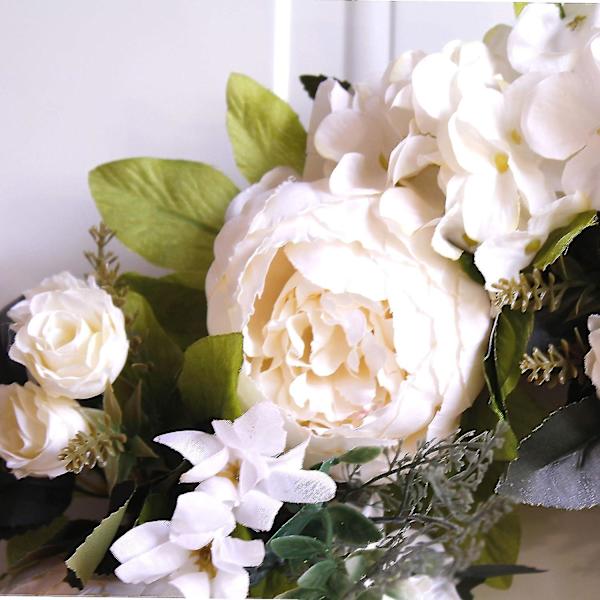 Ny, lämplig krans - Pionblomsterkrans, blomsterkrans, dörrkransar för ytterdörr, 17 tum, vit