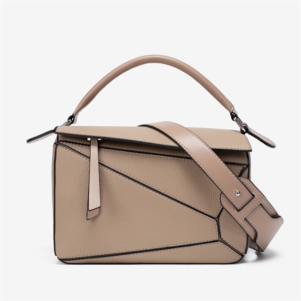 Kvinnors Box Design Tote Bag Axelväska Grå Vit Svart Gris