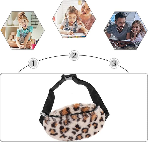 Gepard Fanny Pack Leopard Barn Flickor Boho För Flickor Pack -1pc Leopard Design Barn Midjeväskor Plysch Bröstväska