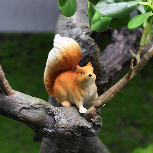 4 stk mini egern figurer miniature harpiks dyrefigur mikro landskab have egern statuer