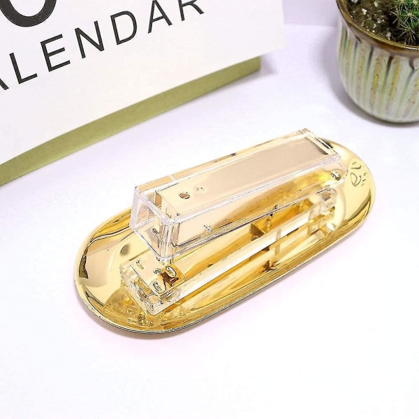 Clear Gold Acrylic Stapler Desktop Accessory For Standard Staples