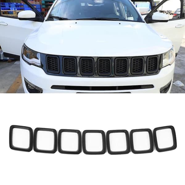 7st Bil Front Grille Cover Grill Ring Inserts Ram Trims Kit För 2017 2018 2019 2020 Compass (mat