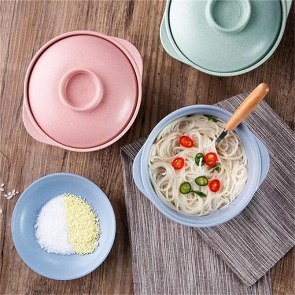 1 st instant nudelskålar med lock Soppa Varma risskålar Japansk stil Matbehållare Bordsskål Skål porslin