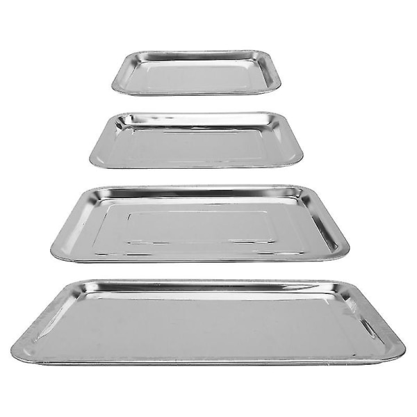 4pcs Stainless Steel Serving Tray