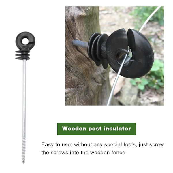 25 stk elektriske gjerdeavstands-isolatorer, plastring-isolatorer langdistanseskrue for tre P