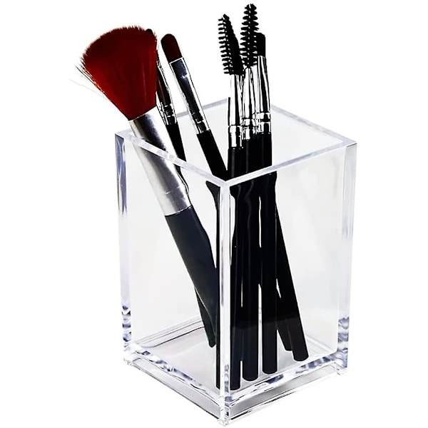 2-pack transparenta pennhållare i akryl, sminkborsthållare, skrivbordstillbehör i akryl, 8,5 x 8,39 x 4,37 tum