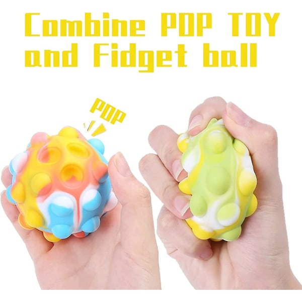 Xqday Push Bubble Pop It Stressbold, legetøj Squeezebold, silikone 3d Fidgetbold Pop It