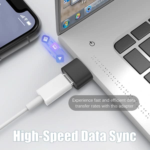 2-pakning USB-C til USB-adaptere for dataoverføring og lading, svart