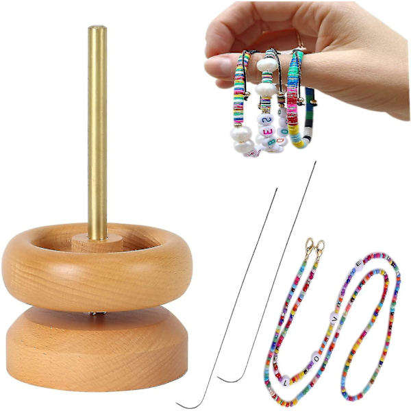 Perle Spinner Til Smykkefremstilling Træ DIY Perleskål Spinner Holder
