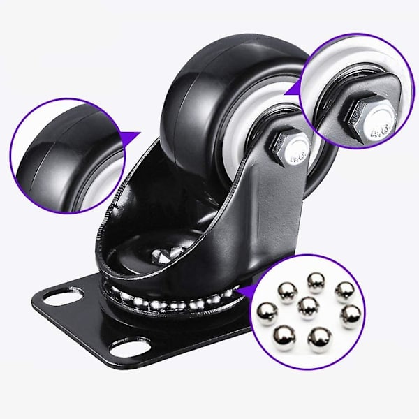 Casterhjul, Mobile Caster Mute Leje Gummi Vognhjul Med Bremse Heavy Duty