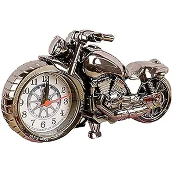 Motorcykel väckarklocka bord skrivbord tid klocka lyxig vintage gammal stil kvarts väckarklocka för hem kontor skrivbord hylla dekoration ( Svart  )