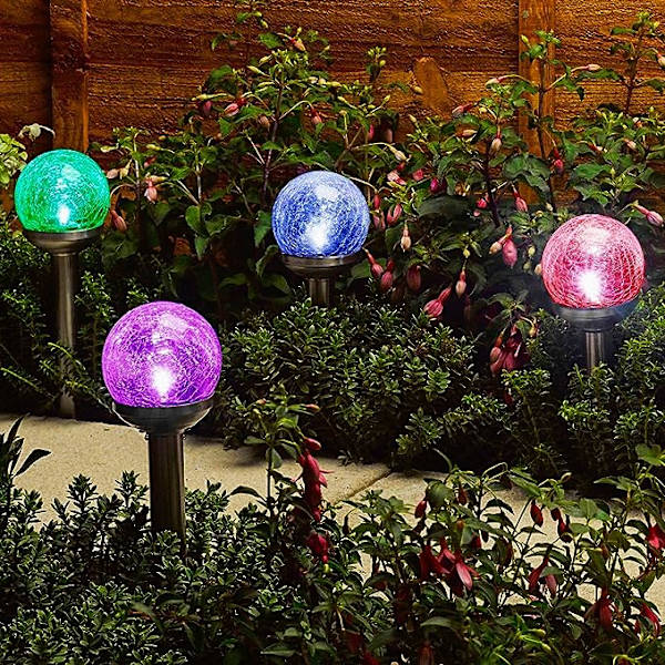 Solcellelys utendørs hagedekorasjon, LED-hagelys med sprukket glasskule, perfekt juledekorasjon, solcelled Halloween/julelys for sti, hage, uteplass