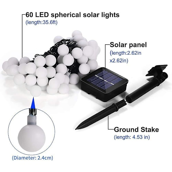 Solcelled Lyslenke Utendørs, 50 LED 7m Vanntett IP65 Med 8 Moduser Atmosfærisk Belysning