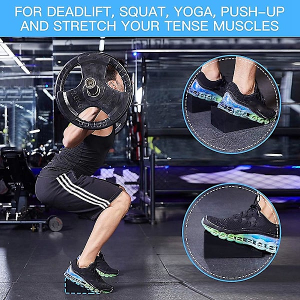 2 stk. Yogamåtter, Justerbar Squat Rampe, Inklined Bræt Styrke Til Squat Og Deadlift