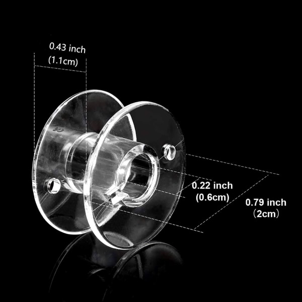 Symaskinspoler, plastspoler for symaskin Universal klare spoler med spolekasse Symaskintilbehør (25 STK, gjennomsiktig)