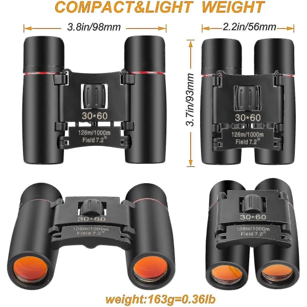 30 X 60 Small Binoculars Compact For Adults Kids, Mini Binocular For Bird