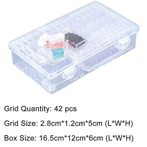 Dhrs 42/84 rutnät transparent låda DIY handgjord pärlad diamantmålning förvaringslåda glasrispärla
