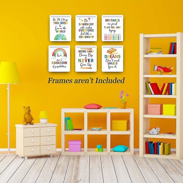 Färgglada ordkonsttryck, set med 6 (8x10), inspirerande citat Motiverande ordspråk Kan