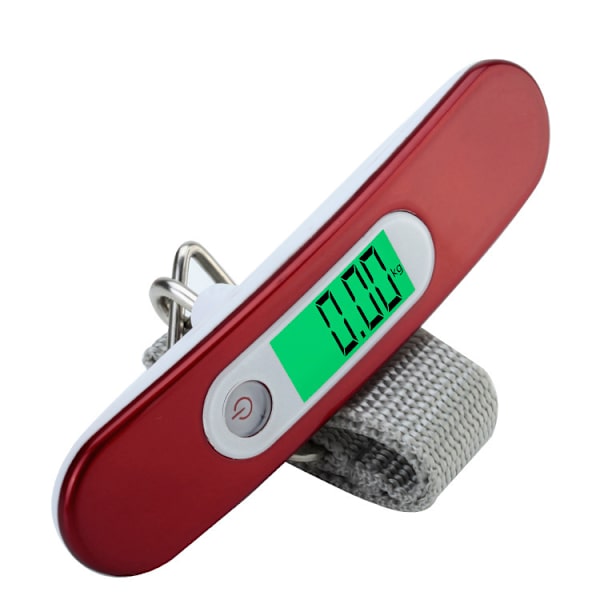 Matkalaukkujen kannettava digitaalinen painovaaka, matkalaukkujen punnitus, jossa taarausfunktio, 110 lb/50 kg kapasiteetti, punainen