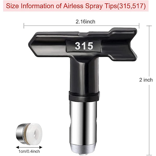 Airless malersprøjte med 2 stk. malersprøjtetip (315,517) og dysebeskyttelse + 2 stk. Airless-sprayfil