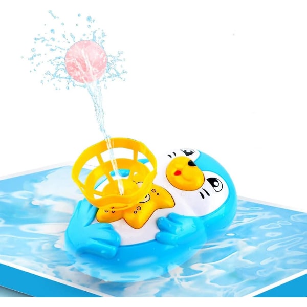 Badeleker for småbarn 3-6 år - Seal Spray Vann Leke med 2 Baller, Bade Sprinkler Leke For Barn, Ideer (blå)