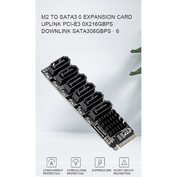 SATA-sovitinkortin lisävarusteet 5 porttia SATA3.0 laajennuskortti SATA III 6GB/S M.2 NVME PCIe tietokoneelle