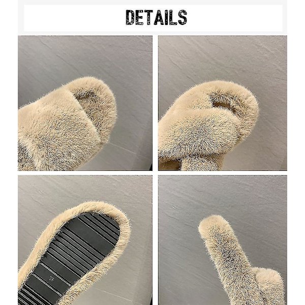 Vinter Hjemmeuld Slippers Mode Kunstig Pels Varme Sko Kvinder Slip On Flats Kvinde Hjem