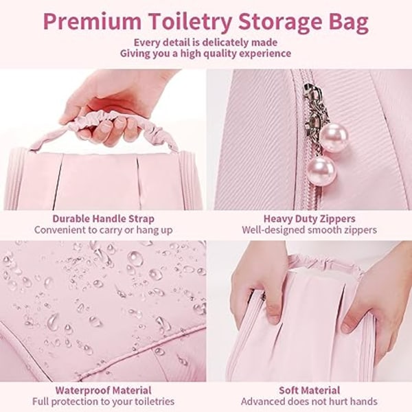 Small Toiletry Bag for Women Hanging Travel Makeup Bag, Cosmetic Bag Makeup Organizer Zipper Pouch Waterproof Travel Cosmetic Organizer for Women Girl