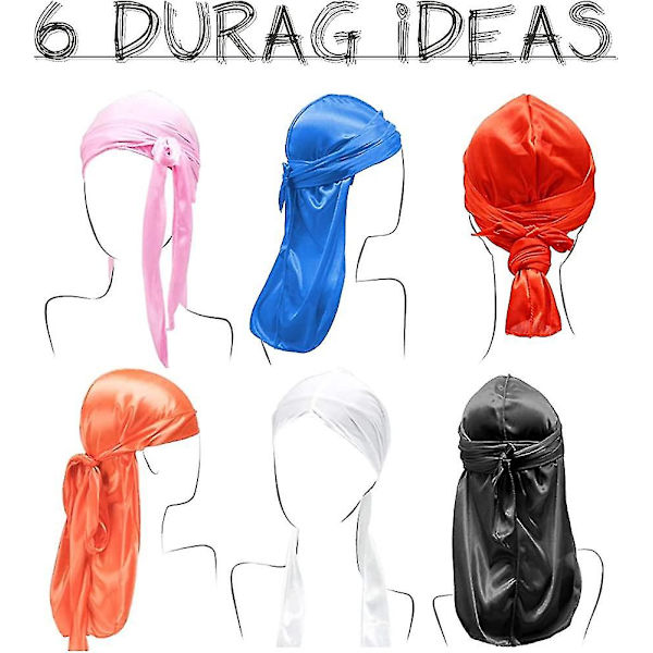 2 stk. for menn, glatt silke pustende Durags Paisley Do Rag Wave Cap med Acsergery lang gave