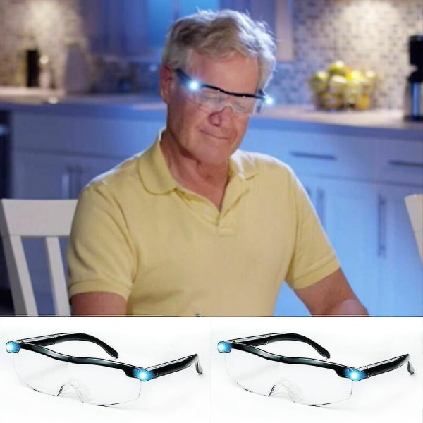 Led Förstoringsglasögon Lupper Äldre Läsglasögon USB Uppladdningsbar