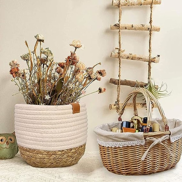 Hengende vevde plantepotter, vevde plantepotter hengende plantepotter Boho romdekor for hjem og hagedekorasjon