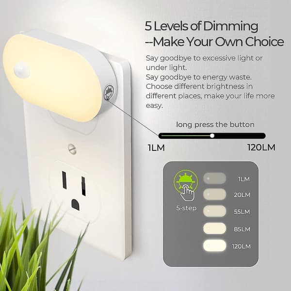 Nattlys Plug In, Lys Sensor Nattlys (120 Lumen), Dimmer Sma