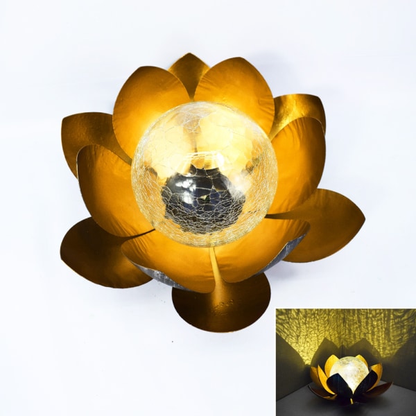 Solcellslampa utomhus vattentät trädgårdslampa metallglas dekorativ LED lotusblomma bordslampa
