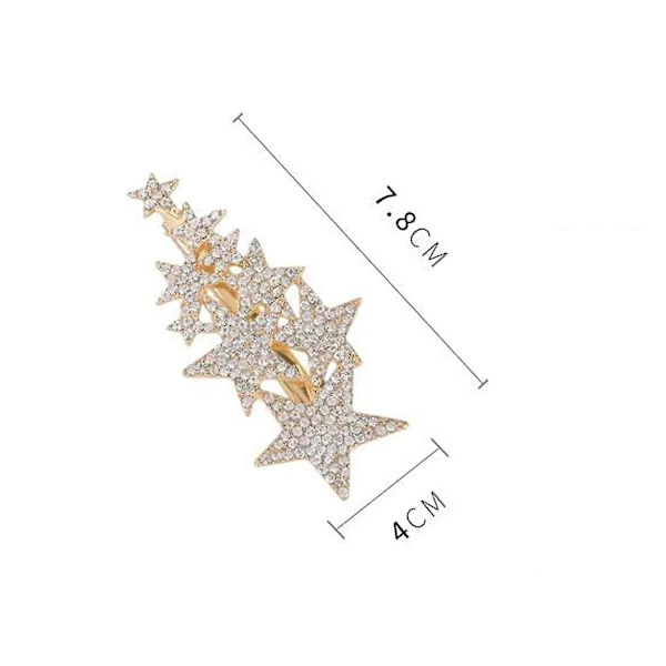 Fem-uddig Stjärna Hårnål Rhinestone Hårklämma Kvinnor Hårklämmor Kvinnlig Elegant Andklämma Hårklämma Mode Hårklo Klämmor Dam (guld)