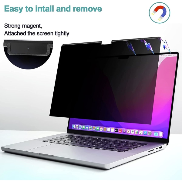 Integritetsskärm Macbook Pro 14 tum (2021-2023, M1, M2 -a2442/a2779), Magnetisk Avtagbar Matt Anti-Blått Ljus Bländskydd 14 tum