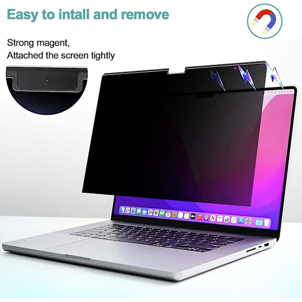 Privatlivsfilter til Macbook Pro 14 tommer (2021-2023, M1, M2 -a2442/a2779), Magnetisk Aftagelig Mat Anti Blåt Lys Blændingsfilter 14 tommer
