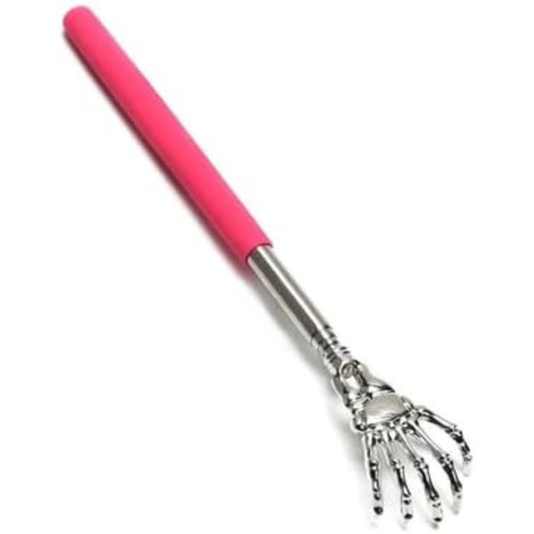 Tredelt Tilbage-Skraber, Bærbar Udtrækkelig Ryg Skraber, Imitation Spøgelseshånd med Silikon til Voksne (Pink)