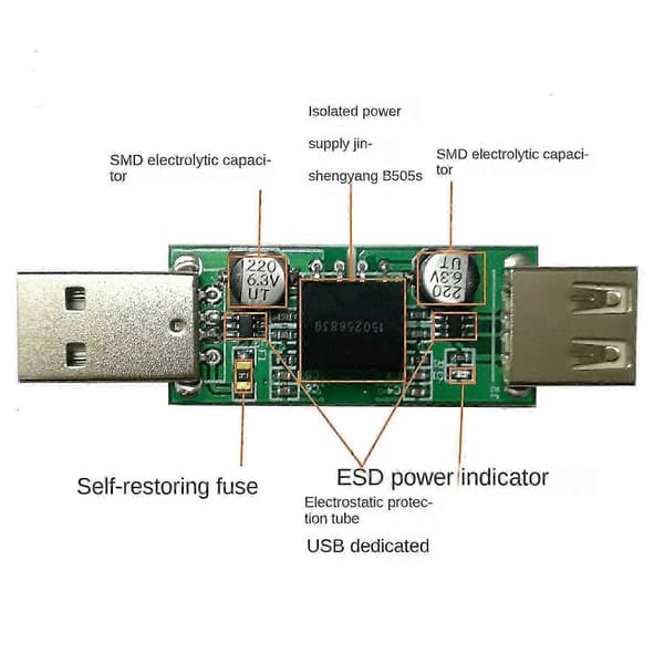 USB-isolatormodul ADUM3160, 12 Mbps USB till USB spänningsisolator