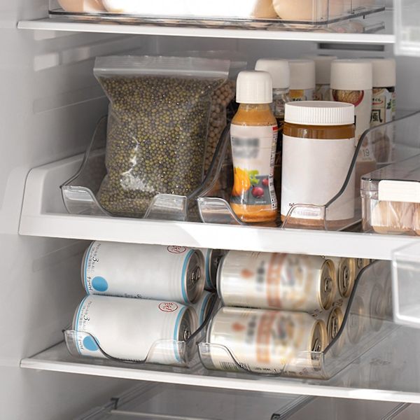 2 stk brusboksarrangør stabelbar dispenser for pantry/kjøleskap