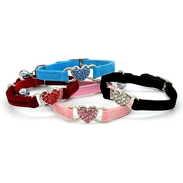 3st Flickkedja Rhinestone och för Charm Valp Vuxna Halsklocka med krage Pet Punk Kattunge Halsband-husdjur Hjärta Lädertillbehör Hund Katt Halsband