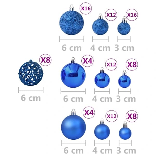 Julgranskulor 100 stycken blå