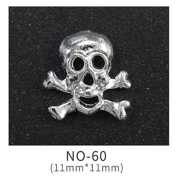 10 stk 2022 Nye Halloween-smykker Nail Art-tilbehør Punk Rock-stiler Skull Cross Nail Charm Decorations 3d Legering Nail Supplies