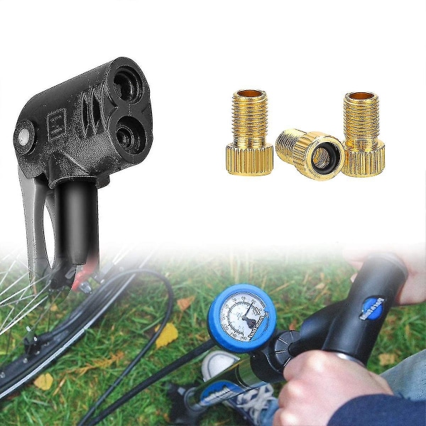 Presta til Schrader Messing Cykelventil Adapter med Tætning Ring Adapter Konverter, 3 stk.