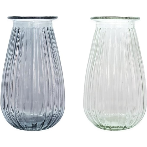 Glasvas, blomsterbehållare, mittpunktarrangemang för bröllopsfest, heminredning, set med 2 (trädgård)