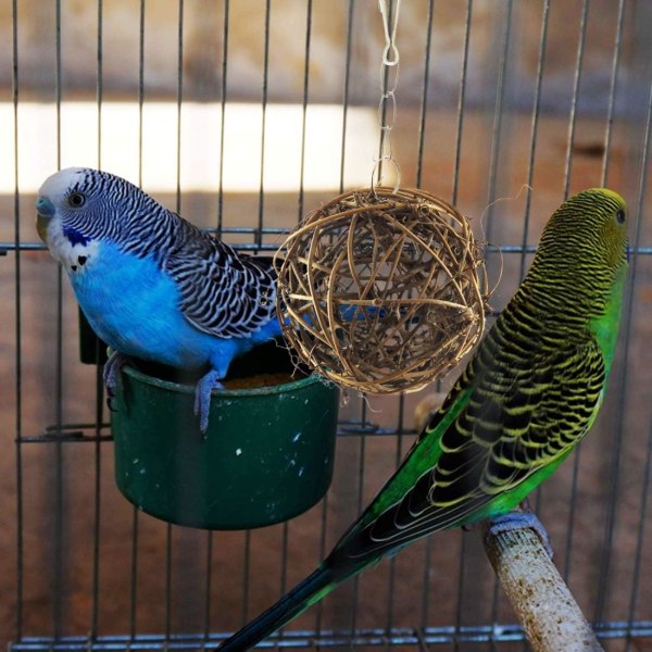 Fugle rattan bolde, flet rattan bolde Tyggelegetøj til papegøje Parakit kakatier Undulat Lovebird Myna Conure Ara Finch (3 stk)