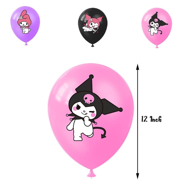 My Melody Kuromi Tegneserietema Børnepige Fødselsdagsfest Tilbehørssæt Balloner Banner Kage Toppers Dekorationer