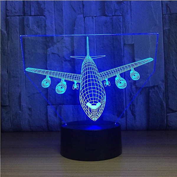 Flygplan Nattlampa 3d Illusion Lampa 7 Färgväxlande Touchkontroll Med Usb Kabel Led Bordskrivbordsdekoration Lampor Jul Födelsedagspresenter