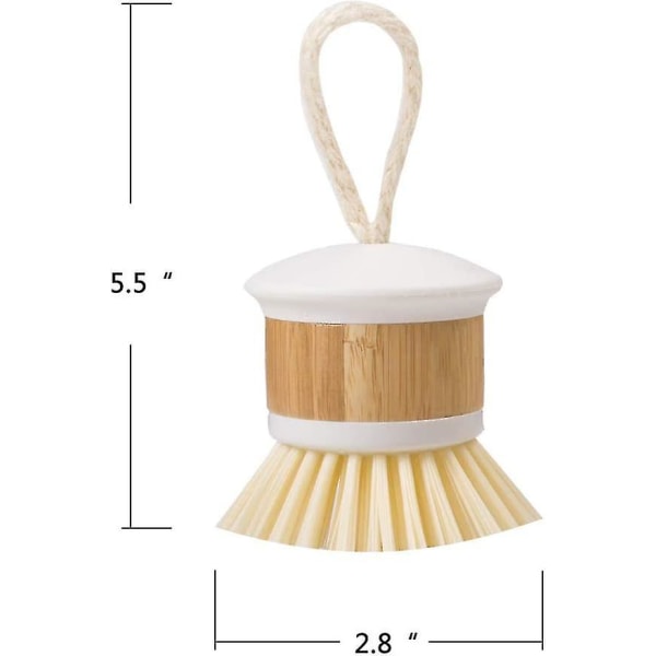 Bambuborste för rengöring av disk, kök, järngrytor, diskbänk, 2-pack