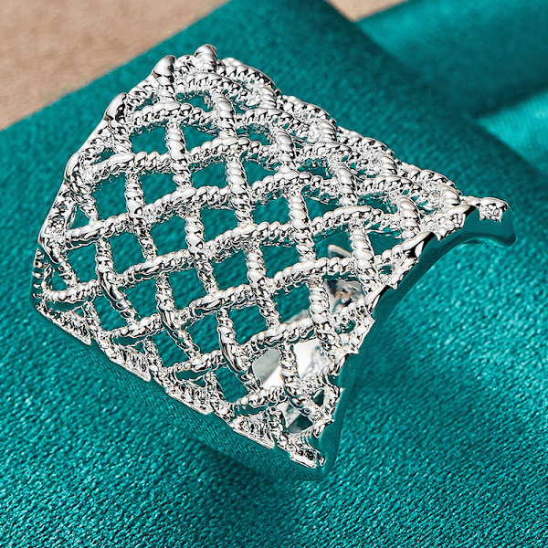 925 Sterling Silver Retikulär Ring Mode Smycken 6, 7, 8, 9, 10 6